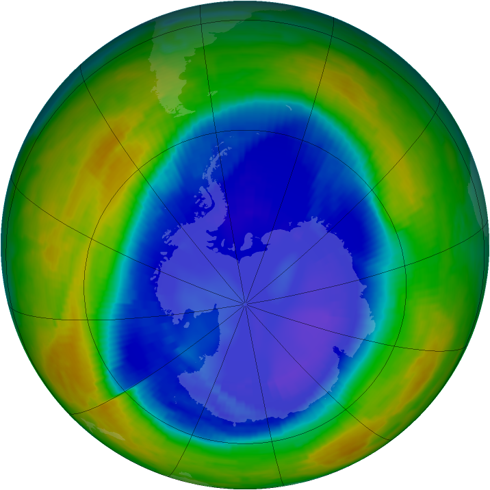Antarctic ozone map for 30 August 1996